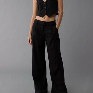 American Eagle Stretch Poppy Trouser | Wide-Leg Pants | Black | Size 6